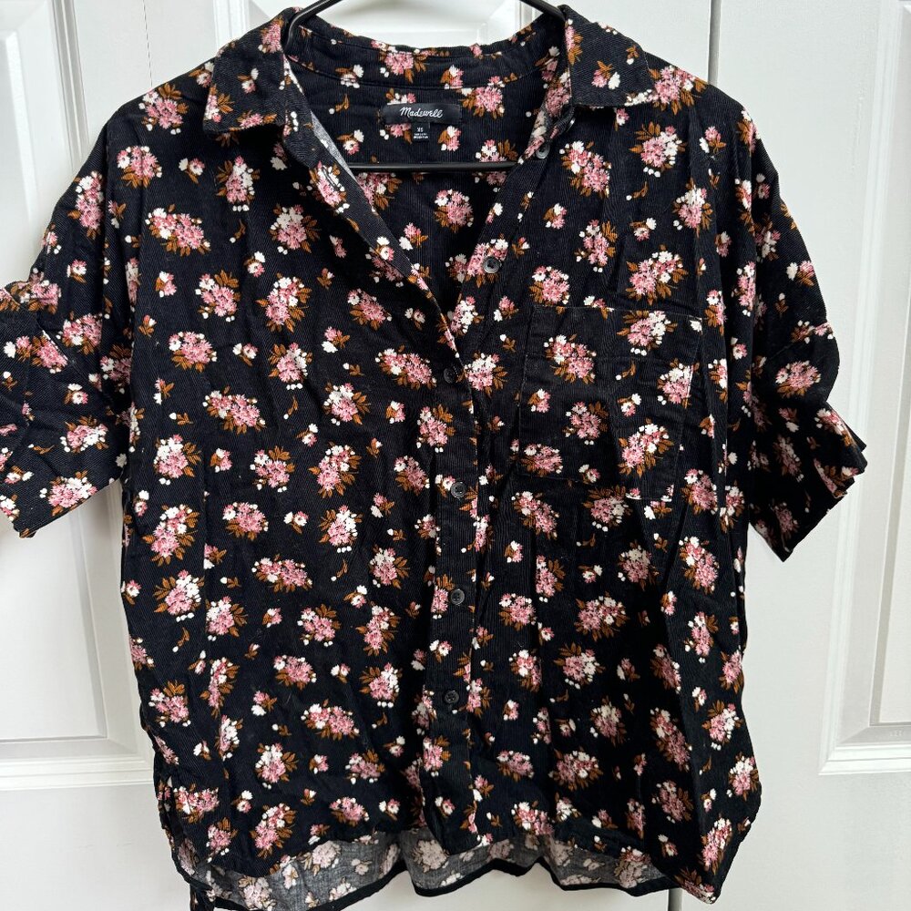 Madewell velvet floral dress shirt